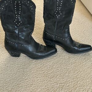Black Studded Women's Cowboy Boots
